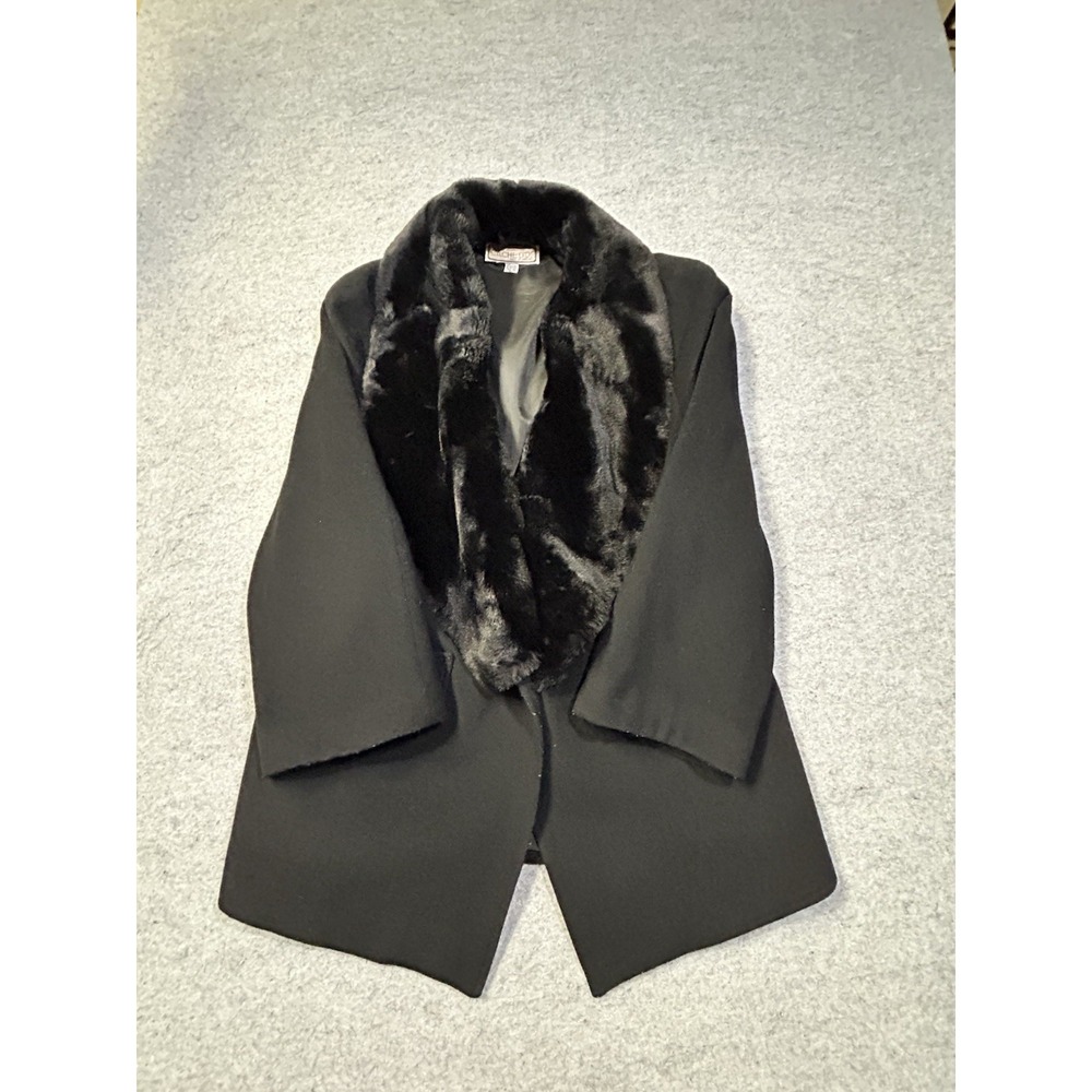 VTG Cache d'Or (Mansfield) Cashmere/Wool Coat Removable Faux Collar Glam L 12 - Picture 7 of 16